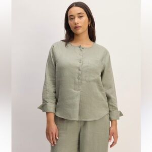 Everlane The Popover Shirt‎ in Linen Sage Green XL